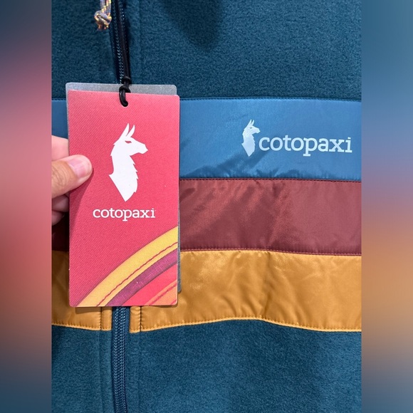 Cotopaxi Men's XL Teca Fleece Full-Zip Jacket Skyfire Blue Stripes Rust NWT - Picture 4 of 8